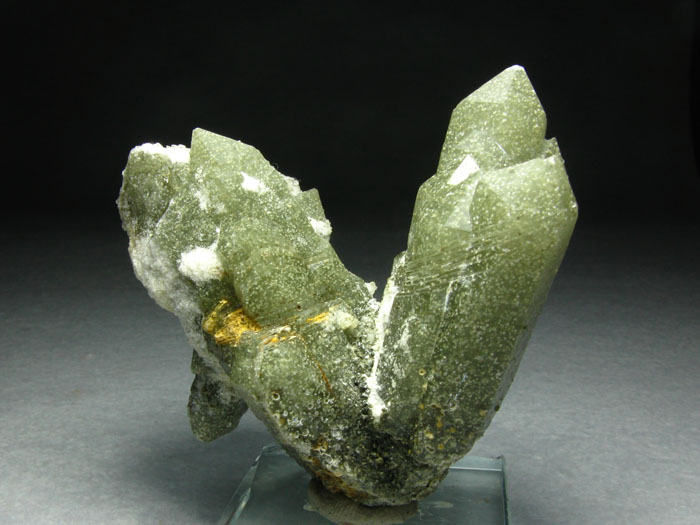 Green quartz encapsulated white punctate mineral specimens from Inner Mongolia, China,Quartz
