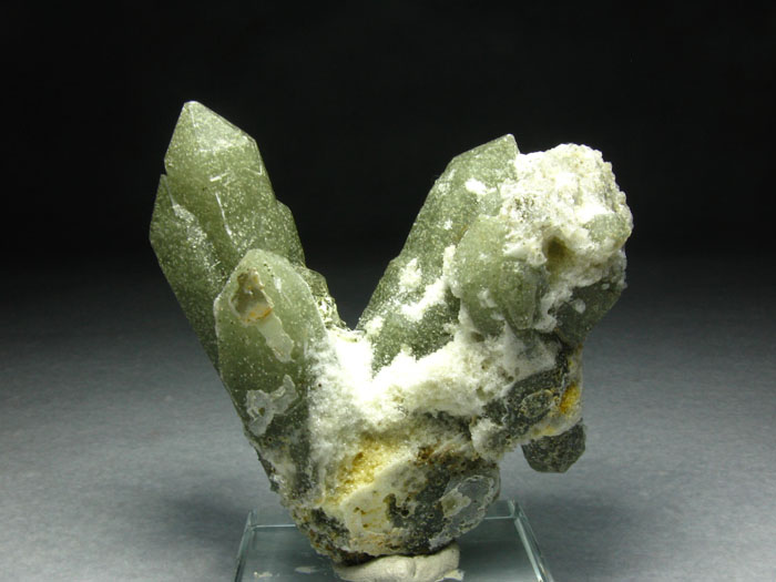 Green quartz encapsulated white punctate mineral specimens from Inner Mongolia, China,Quartz