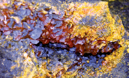 Close-up of the orpiment pocket in situ shown above.