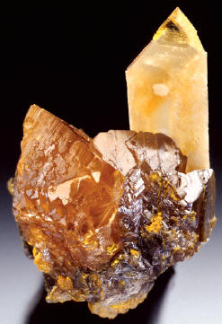Rare combination of orpiment with baryte, from Cut 62; 3.4 cm high.
