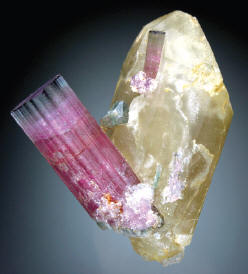 Tourmaline with quartz found in 1972, 4.5 cm high. 