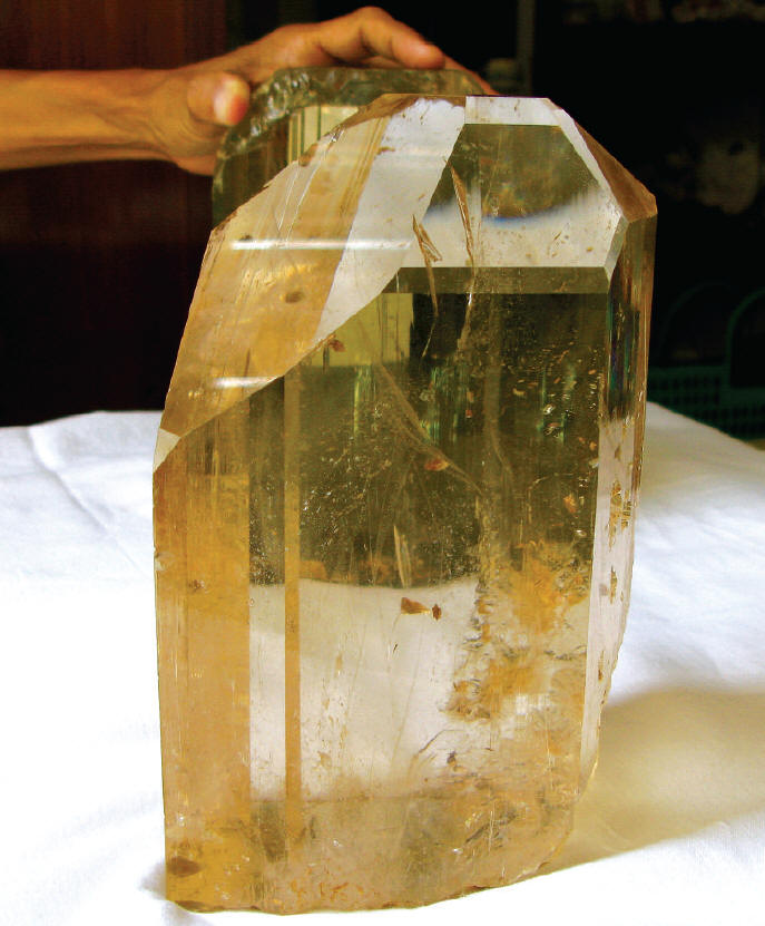 Superb gem topaz crystal weighing 4.5 kg! F. Bärlocher photo.