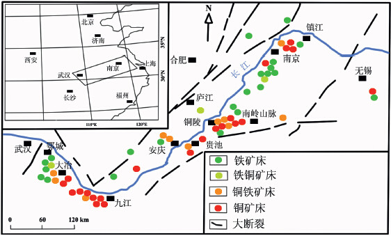 蓝铜矿和方解石的铜铁矿床—湖北大冶铜绿山和铁山