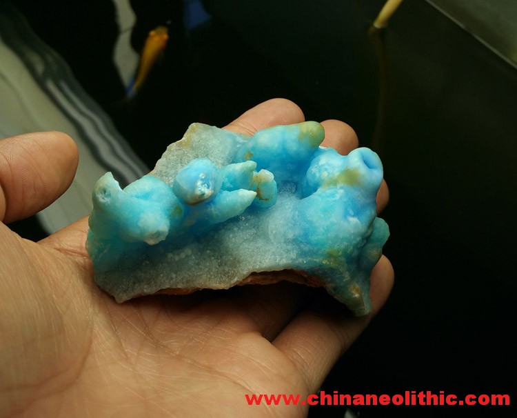 Stalactitic blue hemimorphite gem minerals were stone ore,Hemimorphite