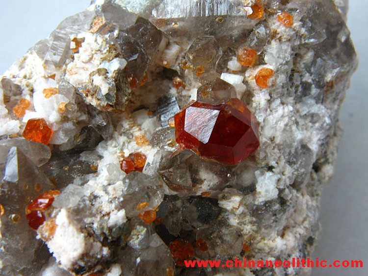Manganese aluminum garnet Fanta stone, brown crystal and feldspar mineral stone ore samples,Garnet,Feldspar,Quartz