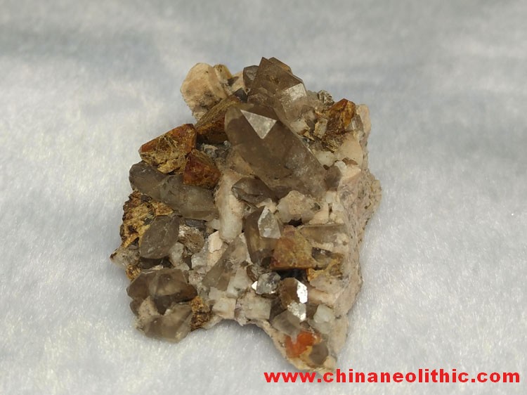 Helvite and manganese aluminum garnet, garnet crystal and feldspar mineral crystal specimens gem,Helvite,Garnet