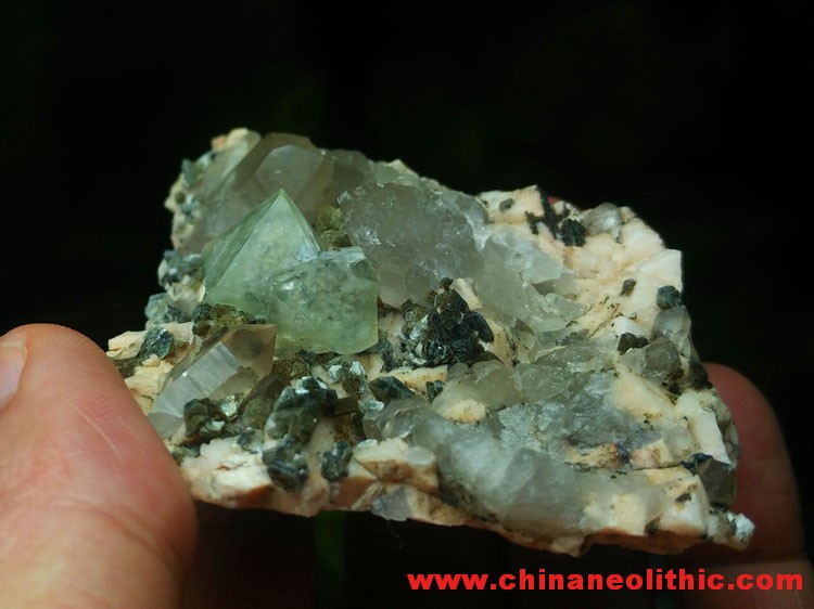 Eight face pale green and brown Smoky Quartz fluorite mineral crystal gem stone ore samples,Fluorite,Quartz