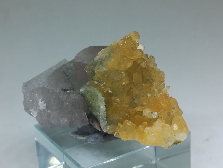 Stilbite and smoky quartz mineral crystal mineral specimen gem stone intergrowth ore,Stilbite,Quartz