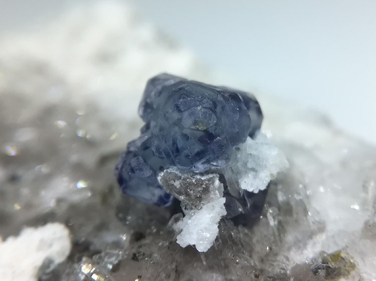 Blue purple stepped eight surface body stone mineral sample crystal gem stone fluorite ore materials,Fluorite,Quartz