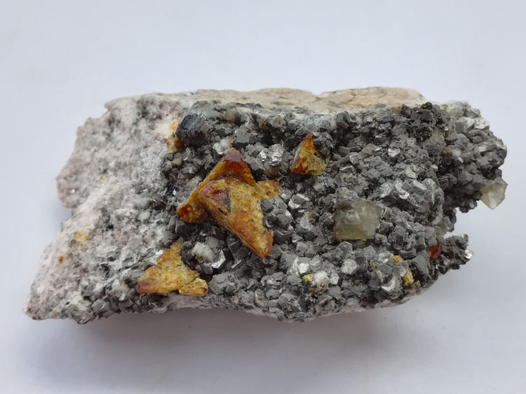 HELVITE and fluorite, Spessartite garnet mineral crystal gem stone ore material specimens,Helvite,Garnet,Fluorite