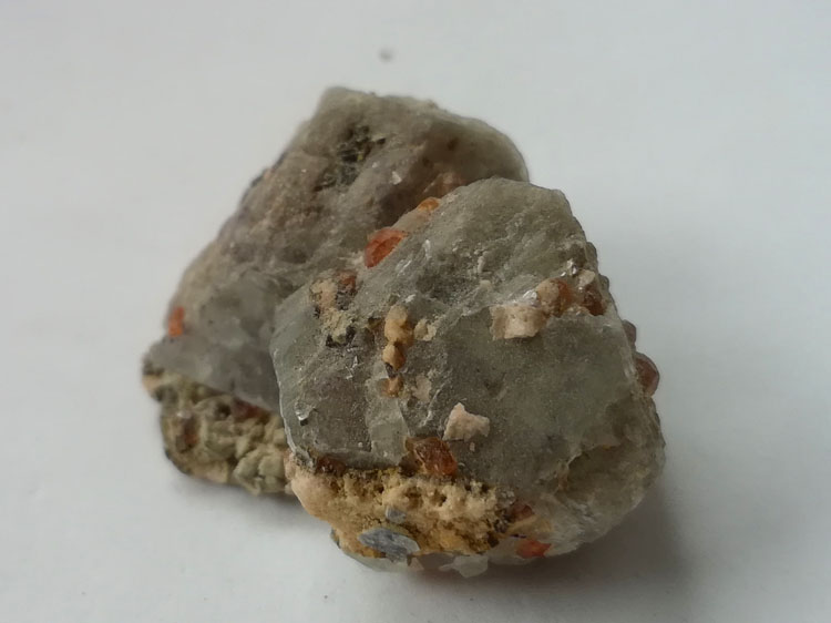 Octahedral fluorite encapsulated Spessartite manganese-alumina garnet symbiotic mineral specimen Cry,Garnet,Fluorite