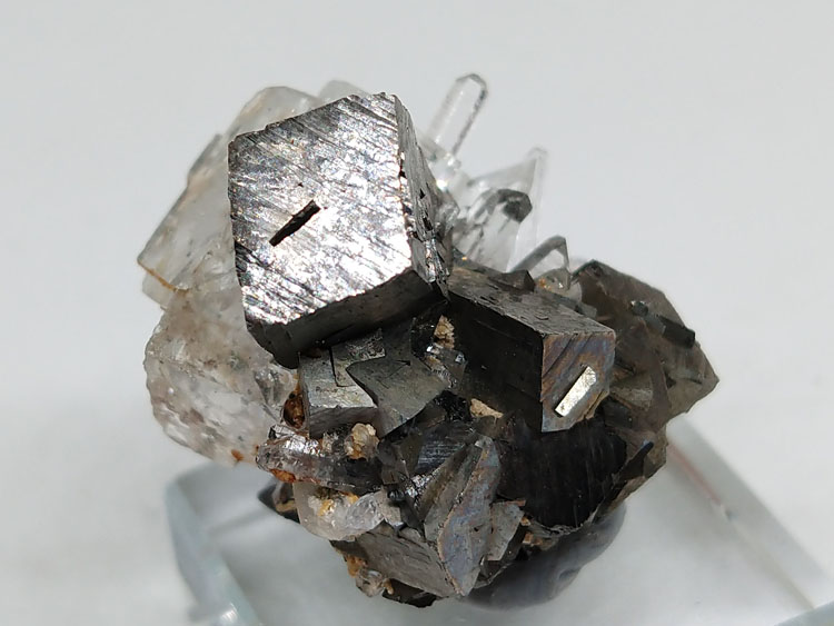 Columnar Arsenopyrite and Colourless Fluorite Crystal Marmatite Symbiotic Mineral Specimens Crystal ,Arsenopyrite,Fluorite