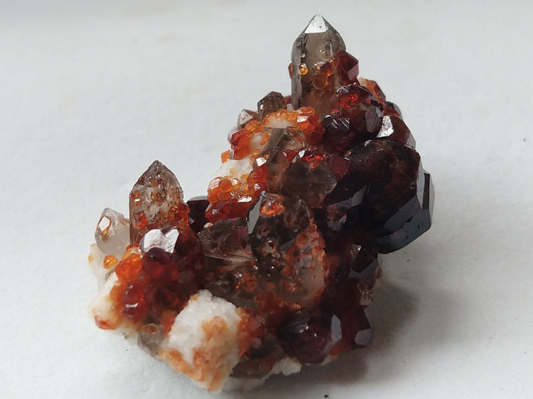 Manganese-aluminum Garnet Spessartine, Smoky Quartz and Feldspar Mineral Specimens Mineral Crystals ,Garnet,Quartz,Feldspar