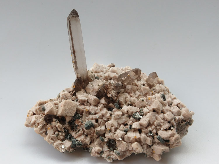 Manganese-aluminum Garnet Spessartine,Smoky Quartz,Feldspar,Mica Mineral Specimens Mineral Crystals,Garnet,Quartz,Feldspar,Mica
