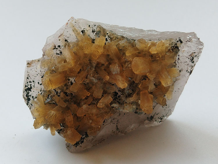 广东新矿辉沸石茶色水晶共生矿物标本晶体晶簇晶洞宝石原石原矿石
