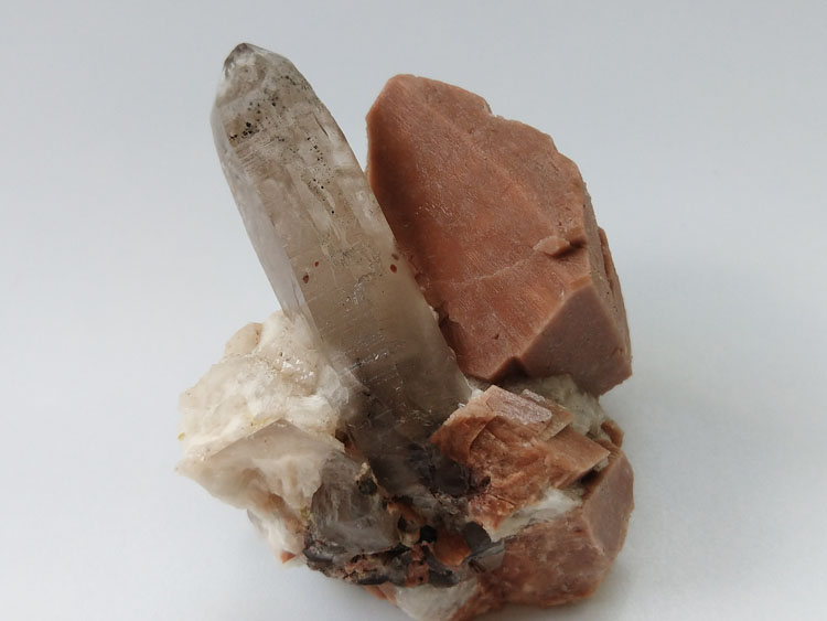 Natural garnet Smoky quartz inclusions Orthoclase Microcline  Feldspar,Garnet,Quartz,Feldspar