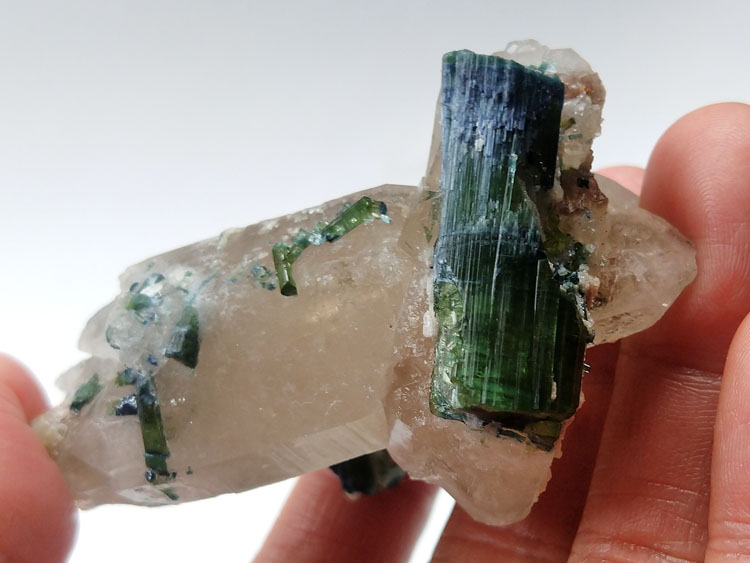 Dravite Elbaite Tourmaline,Smoky Quartz Mineral Specimens Mineral Crystals Gem Materials,Tourmaline,Quartz